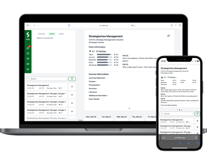 Biddit Course Ratings Screenshot Biddit Course Ratings Screenshot