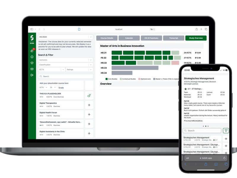 Biddit Study Planning Screenshot Biddit Study Planning Screenshot